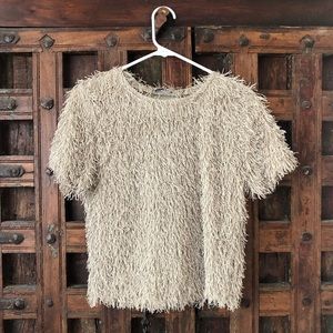 Zara Beige Fringe Blouse